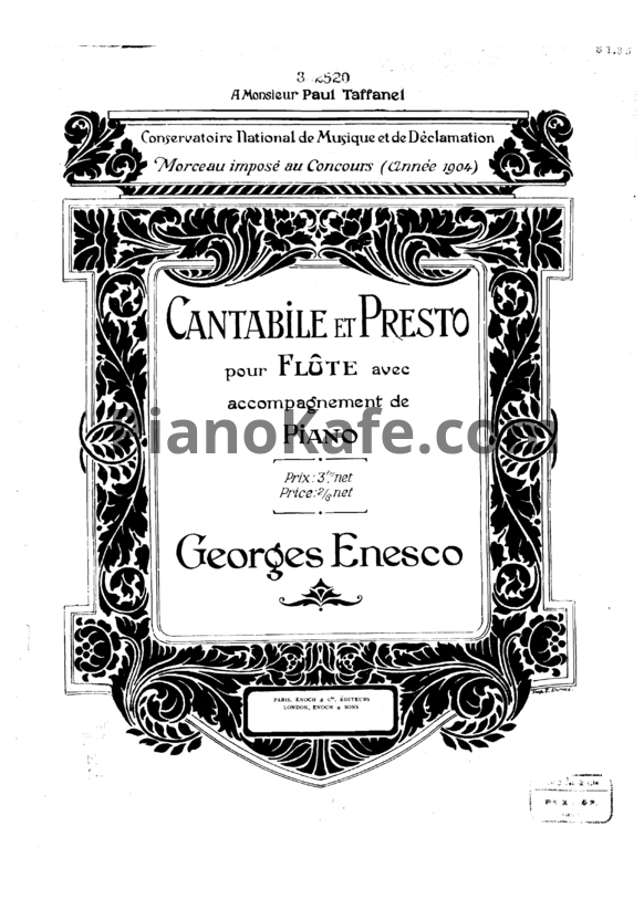 Ноты Georges Enesco - Cantabile and presto - PianoKafe.com