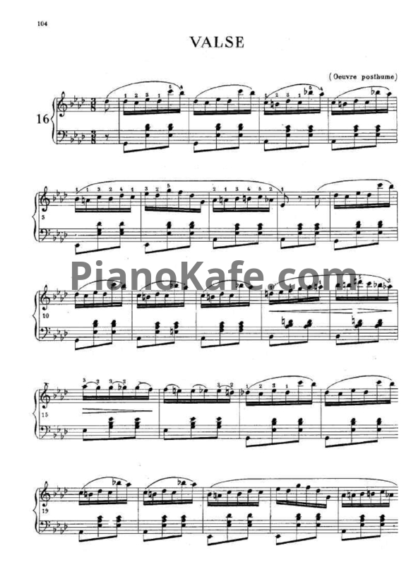 Ноты Ф. Шопен - Вальс №16 ля-бемоль мажор (B. 21) - PianoKafe.com