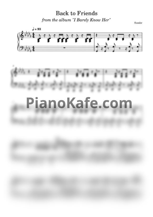 Ноты Sombr - Back to friends (Piano cover) - PianoKafe.com