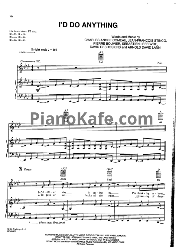 Ноты Simple Plan - I'd do anything - PianoKafe.com