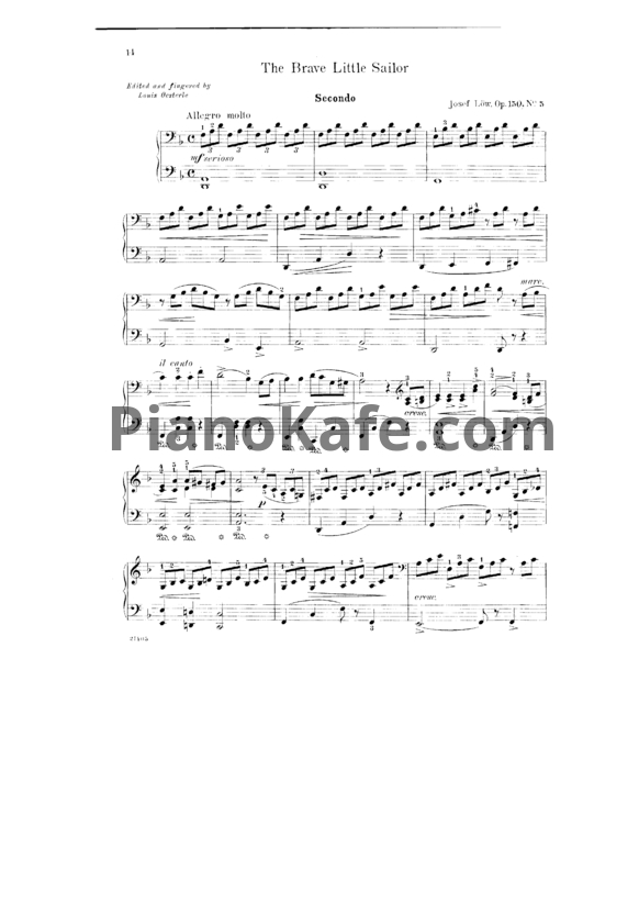 Ноты Josef Low - The brave little sailor (Op. 150, №5) для фортепиано в 4 руки - PianoKafe.com