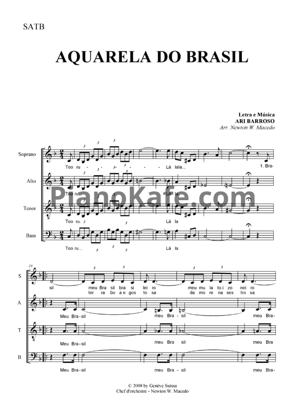 Ноты Ary Barroso - Aquarela do Brasil (Хоровая партитура) - PianoKafe.com