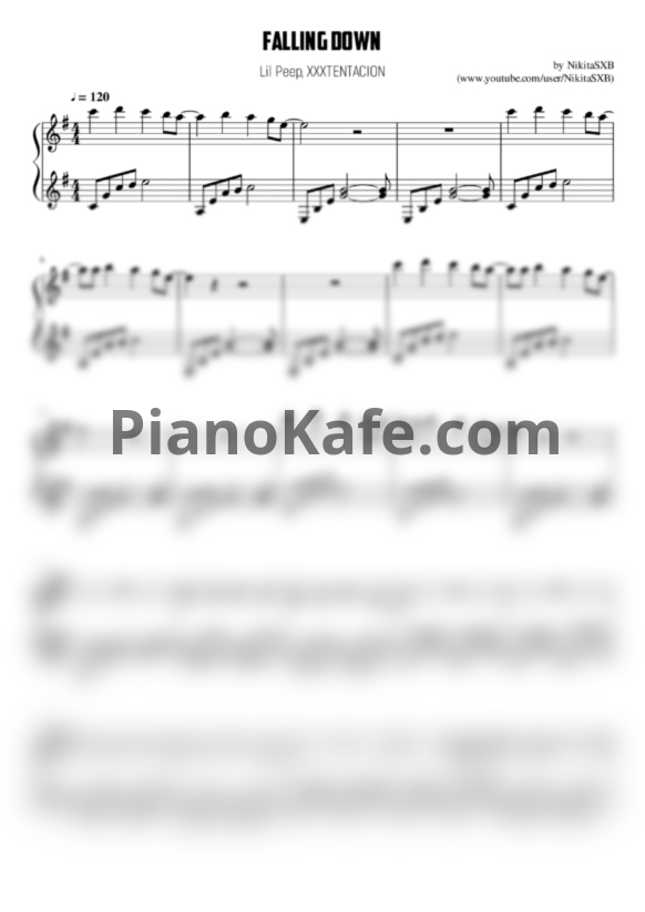 Ноты Lil Peep & XXXTENTACION - Falling down - PianoKafe.com