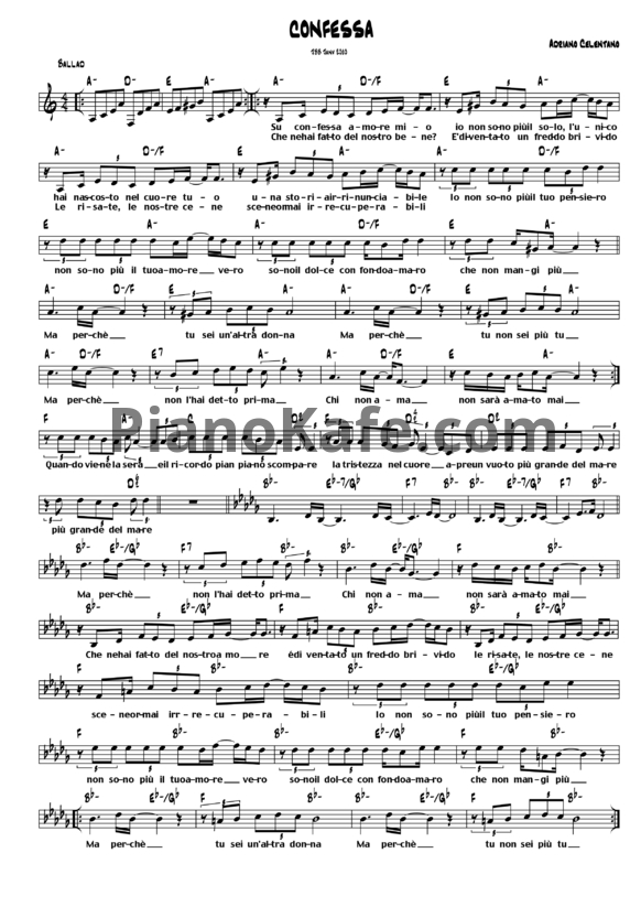Ноты Adriano Celentano - Confessa - PianoKafe.com