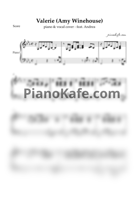 Ноты Amy Winehouse - Valerie (Cover Andrea) - PianoKafe.com