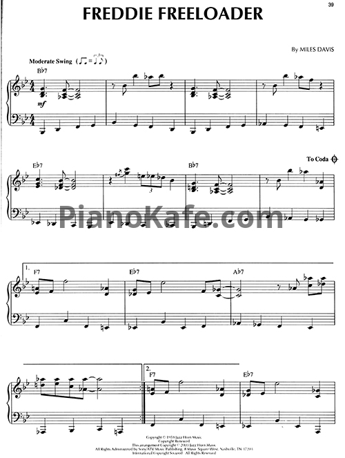 Ноты Miles Davis - Freddie freeloader - PianoKafe.com