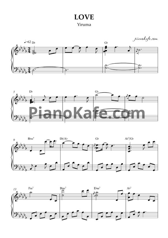 Ноты Yiruma - Love - PianoKafe.com
