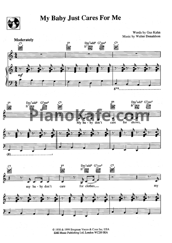 Ноты Nina Simone - My baby just cares for me - PianoKafe.com