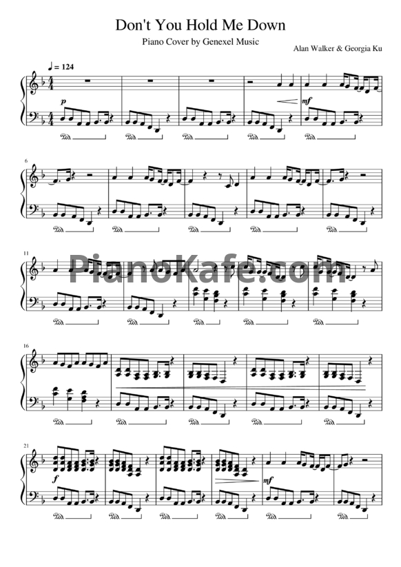 Ноты Alan Walker & Georgia Ku - Don't you hold me down - PianoKafe.com