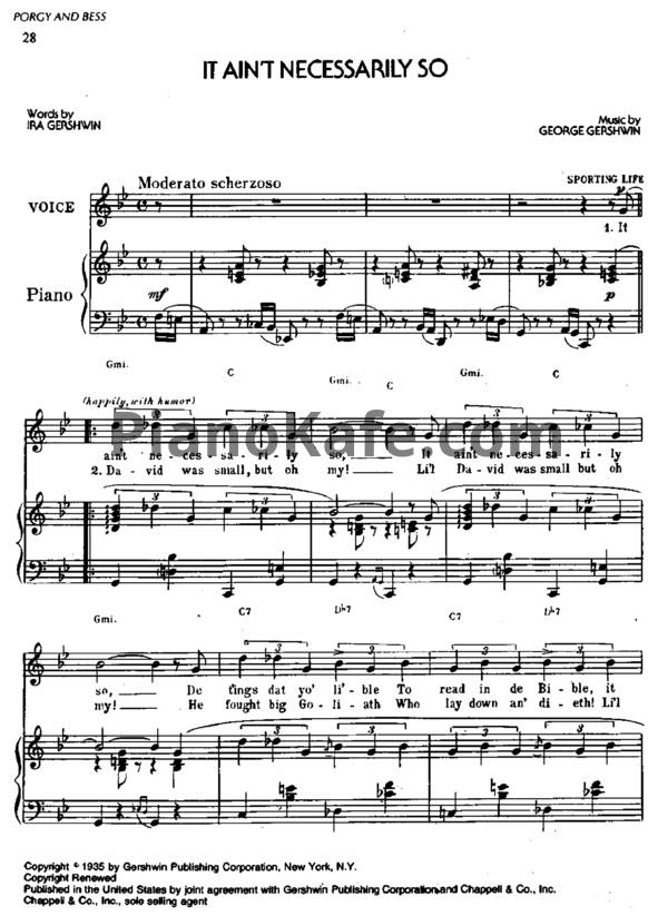 Ноты George Gershwin - It ain't necessarily so - PianoKafe.com