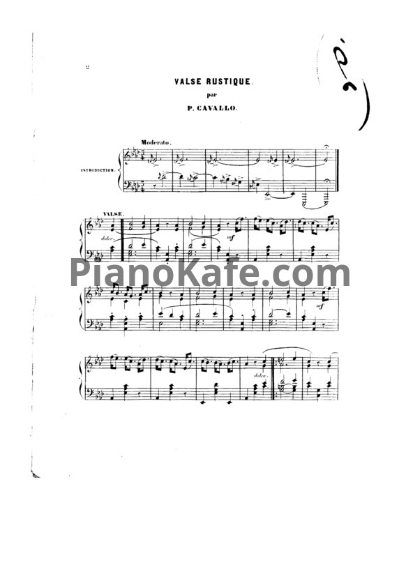 Ноты Peter Cavallo - Valse rustique, Op. 24 - PianoKafe.com
