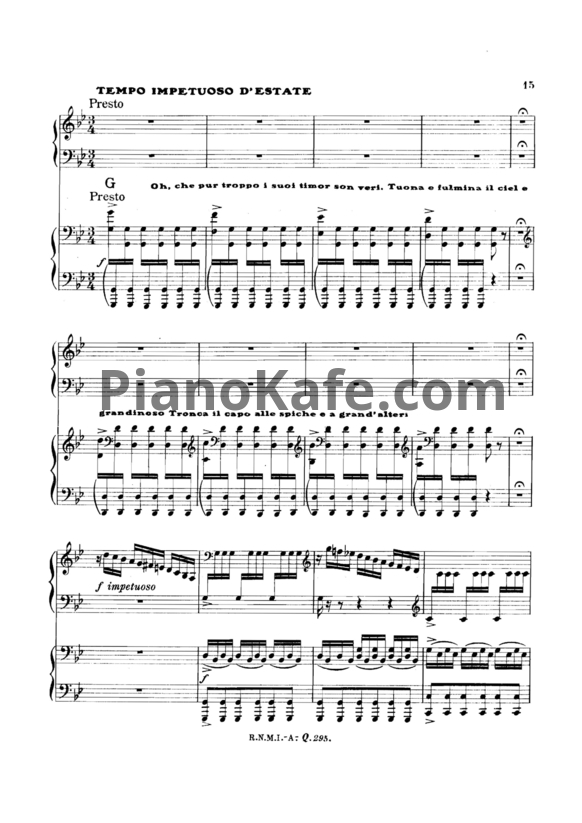 Ноты Антонио Вивальди - Лето (для фортепиано в 4 руки) - PianoKafe.com