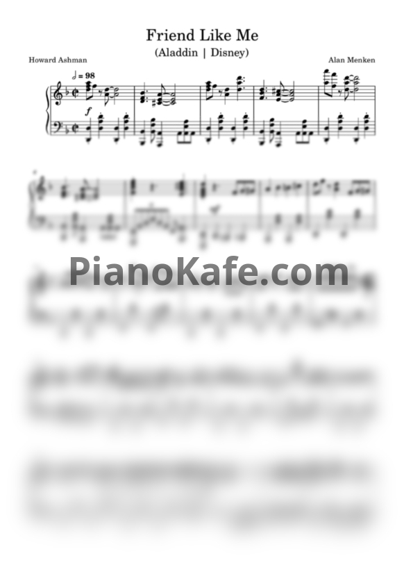 Ноты Alan Menken - Friend like me (Piano cover) - PianoKafe.com
