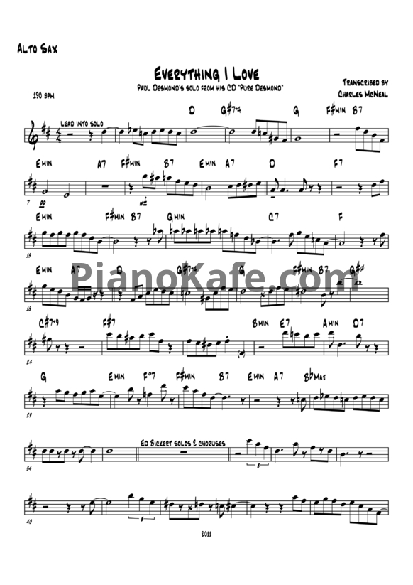 Ноты Paul Desmond - Everything I love - PianoKafe.com