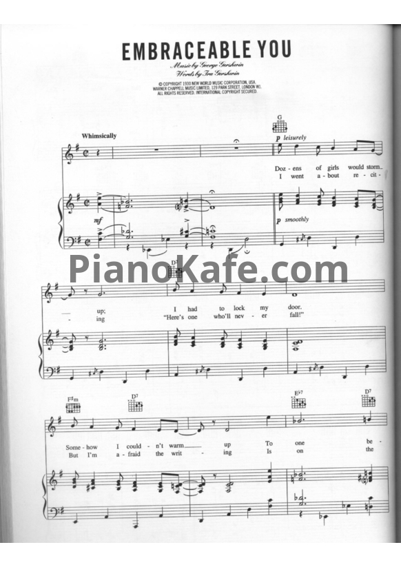 Ноты Billie Holiday - Embraceable you - PianoKafe.com