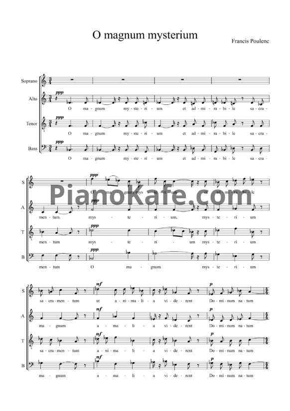 Ноты Франсис Пуленк - O magnum mysterium (Хоровая партитура) - PianoKafe.com