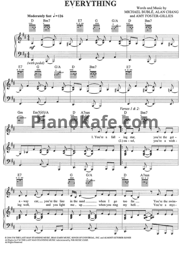 Ноты Michael Buble - Everything - PianoKafe.com