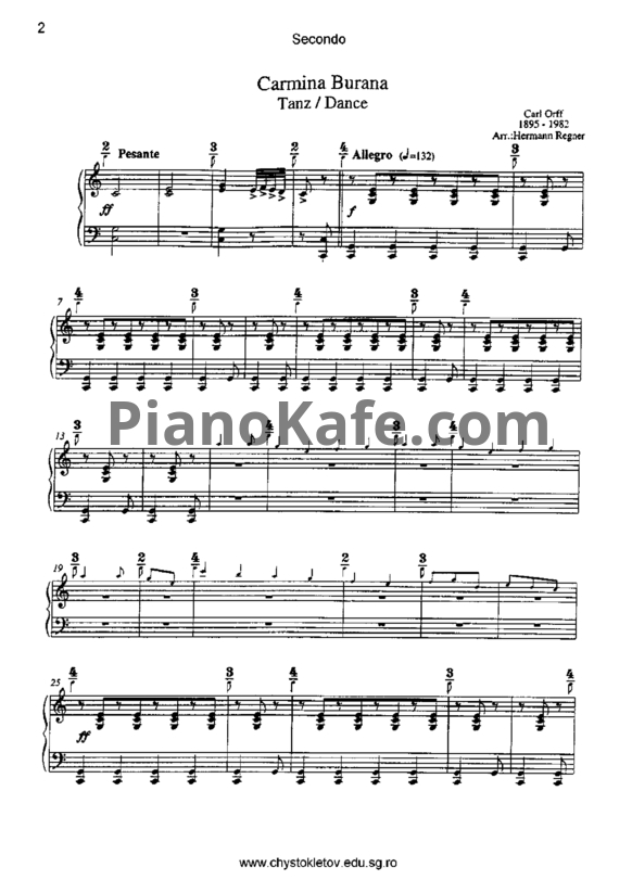 Ноты Carl Orff - Carmina burana (для 2 фортепиано) - PianoKafe.com