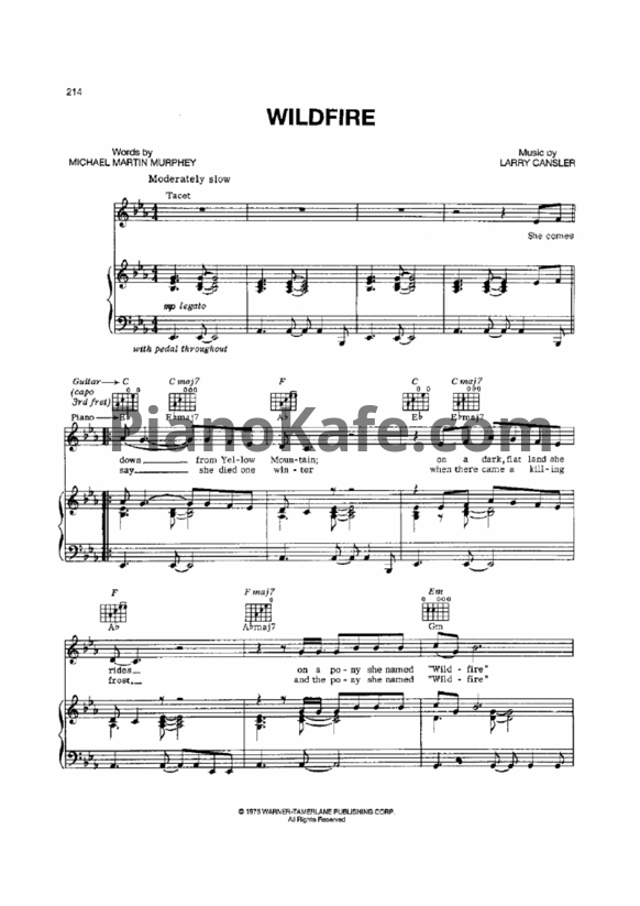 Ноты Michael Martin Murphey - Wildfire - PianoKafe.com