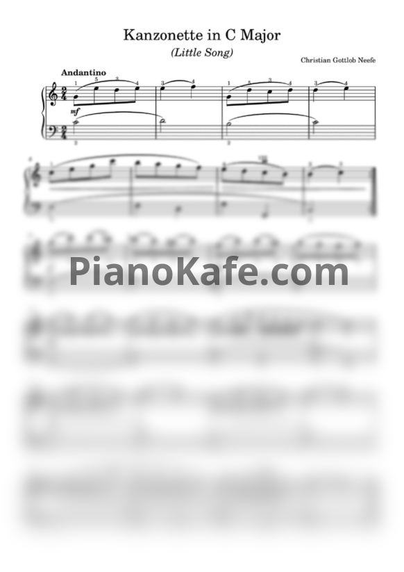 Ноты Christian Gottlob Neefe - Kanzonette (Little Song) - PianoKafe.com