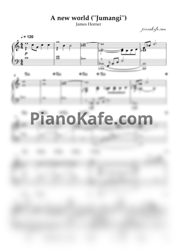 Ноты James Horner - A new world - PianoKafe.com