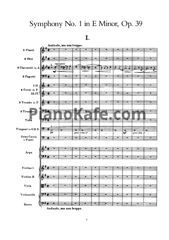 Ноты Ян Сибелиус - Симфония №1 ми минор (Op. 39, партитура) - PianoKafe.com