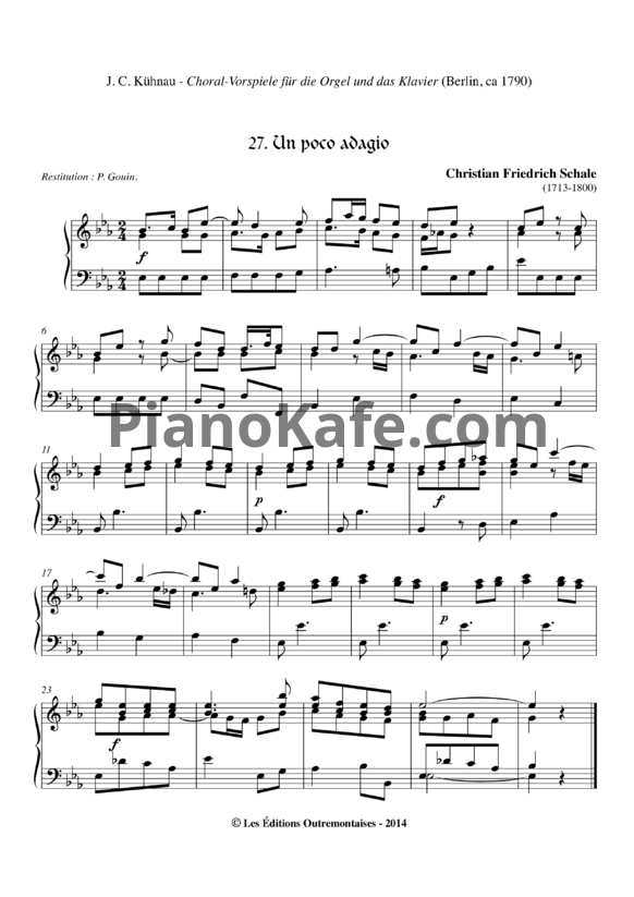 Ноты Кристиан Фридрих Шале - Un poco adagio ми-бемоль мажор - PianoKafe.com