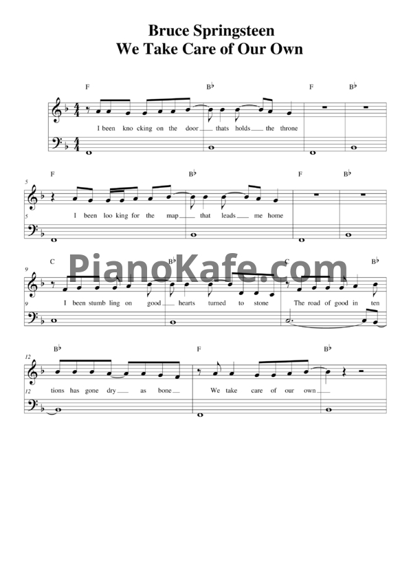 Ноты Bruce Springsteen - We take care of our own - PianoKafe.com