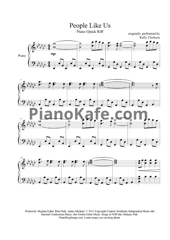 Ноты Kelly Clarkson - People like us - PianoKafe.com