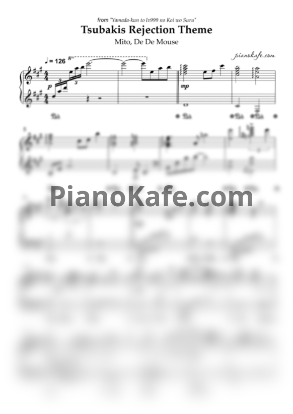 Ноты Mito, De De Mouse - Tsubaki's Rejection Theme - PianoKafe.com