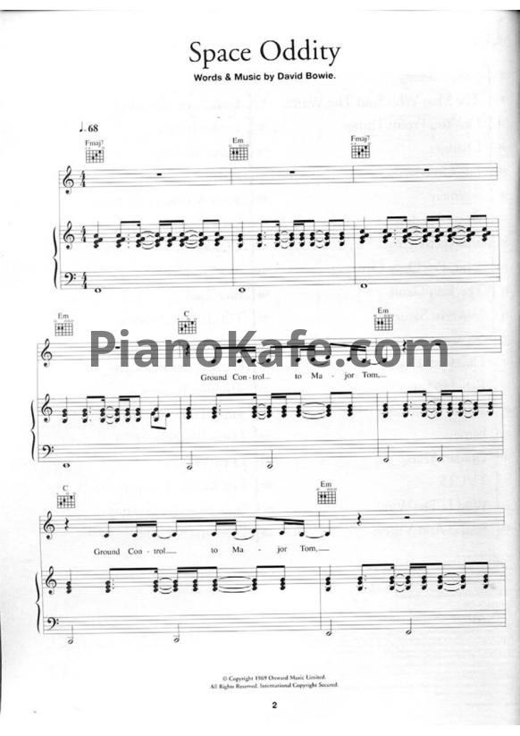 Ноты David Bowie - Space oddity - PianoKafe.com