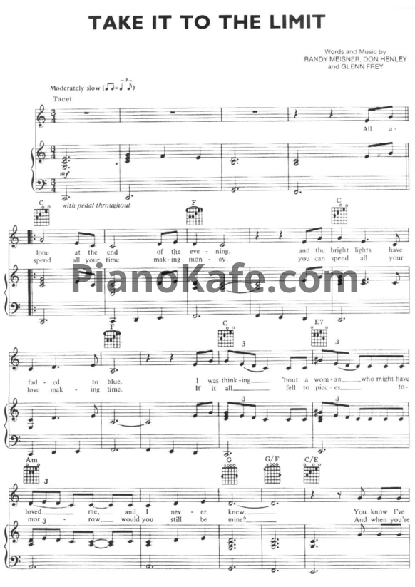 Ноты The Eagles - Take it to the limit - PianoKafe.com