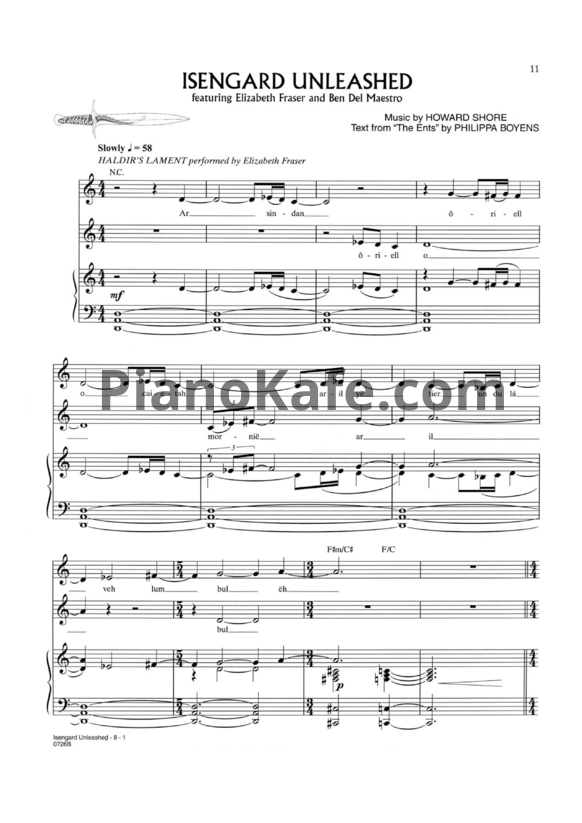 Ноты Howard Shore - Isengard unleashed - PianoKafe.com