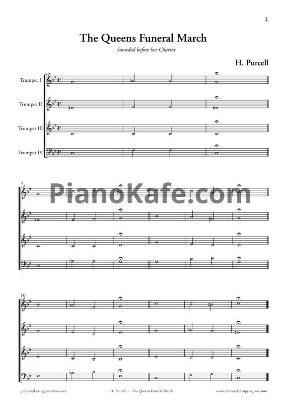Ноты Генри Пёрселл - Марш к похоронам королевы Марии (Партитура) - PianoKafe.com