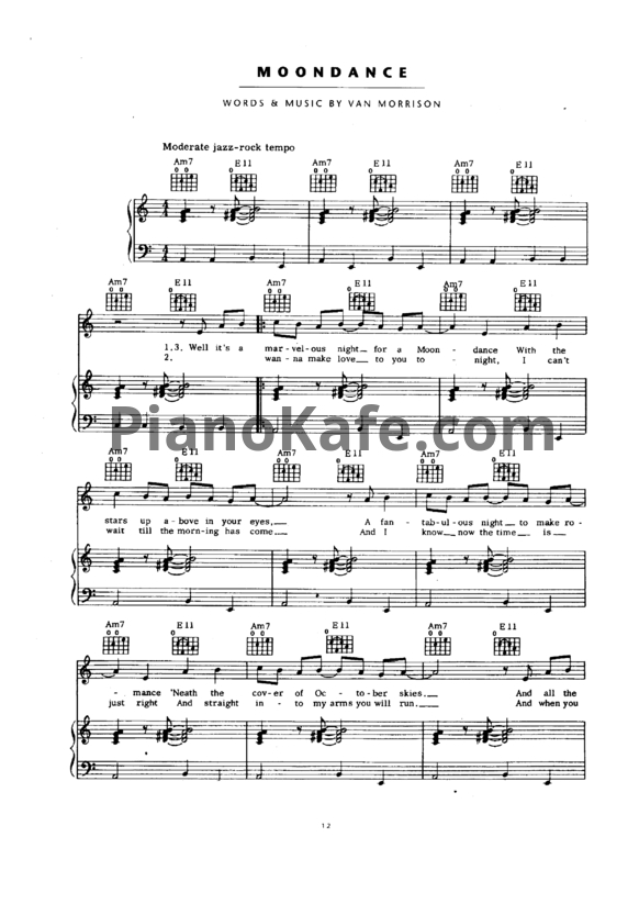 Ноты Van Morrison - Moondance - PianoKafe.com