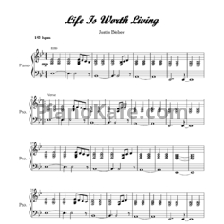 Ноты Justin Bieber - Life is worth living - предпросмотр