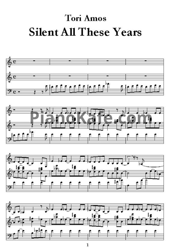 Ноты Tori Amos - Silent all these years - PianoKafe.com