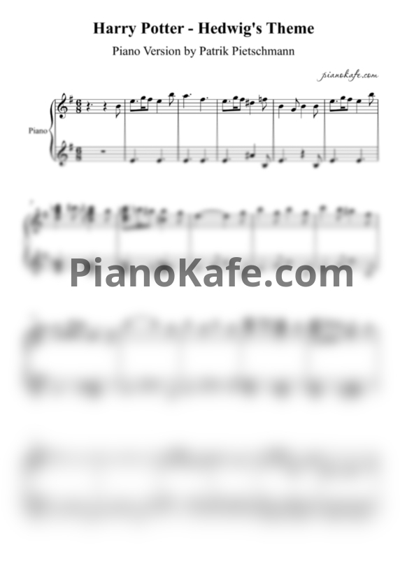 Ноты John Williams - Hedwig's Theme (Piano Version) - PianoKafe.com