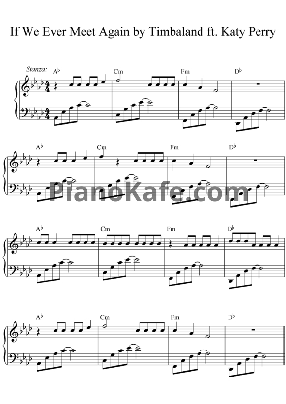 Ноты Timbaland feat. Katy Perry - If We Ever Meet Again - PianoKafe.com