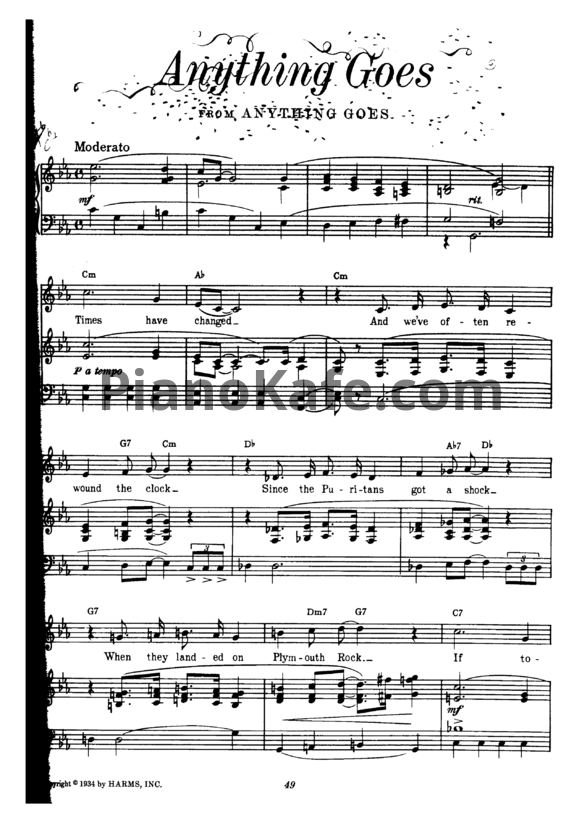 Ноты Cole Porter - Anything goes - PianoKafe.com