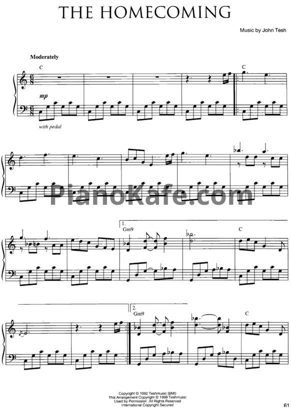 Ноты John Tesh - The Homecoming - PianoKafe.com