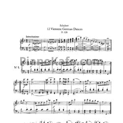 Ноты Франц Шуберт - 12 Венских немецких танцев (D 128) - предпросмотр