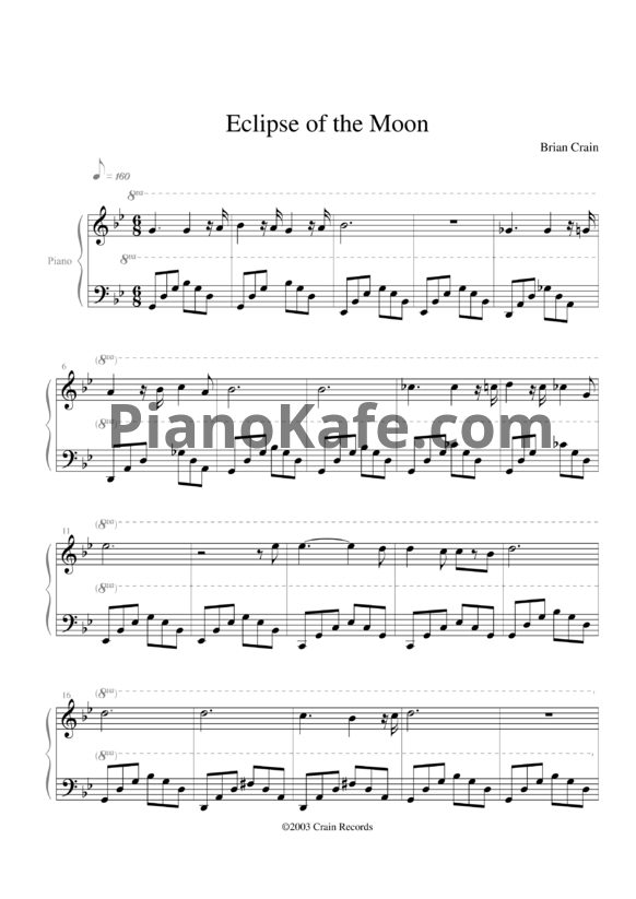 Ноты Brian Crain - Eclipse of the moon - PianoKafe.com