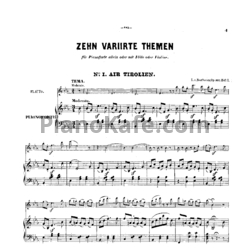 Ноты Л. В. Бетховен - 10 Национальных песен с вариациями для флейты (или скрипки) и фортепиано (OP.107) - предпросмотр