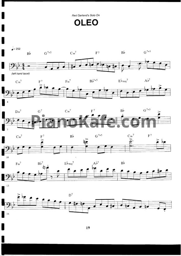 Ноты Red Garland - Oleo (Piano solo) - PianoKafe.com