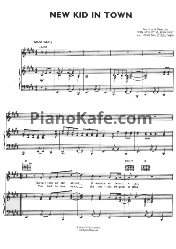 Ноты The Eagles - New kid in town - PianoKafe.com