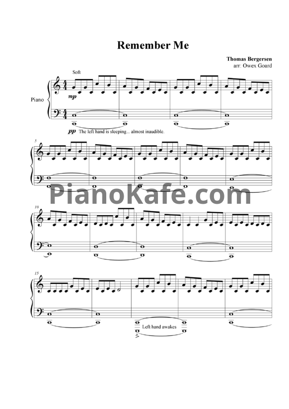 Ноты Thomas Bergersen - Remember me - PianoKafe.com