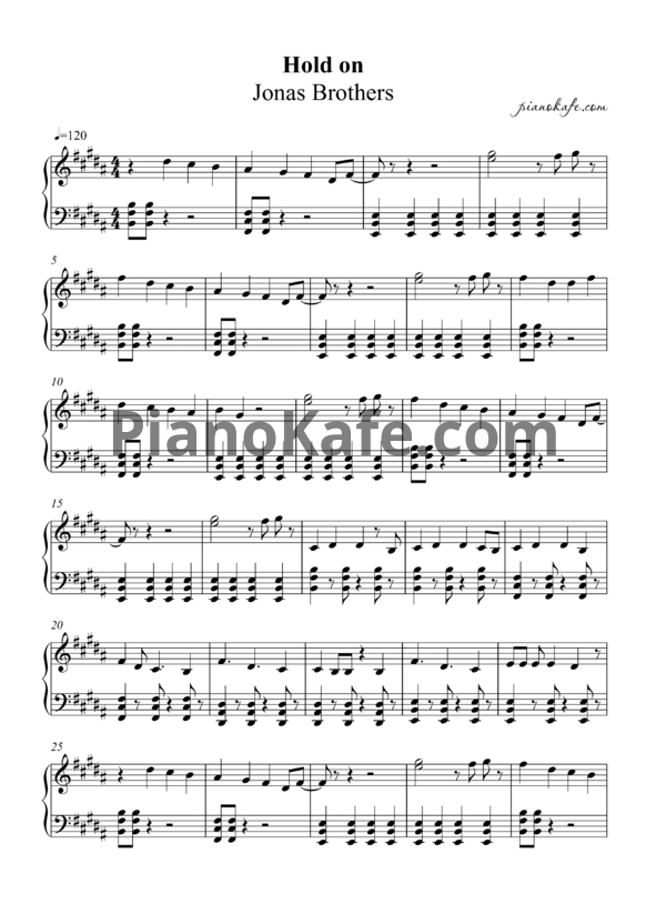 Ноты Jonas Brothers - Hold on - PianoKafe.com