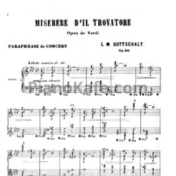 Ноты Луи Моро Готшалк - Miserere du trovatore (Op. 50) - предпросмотр
