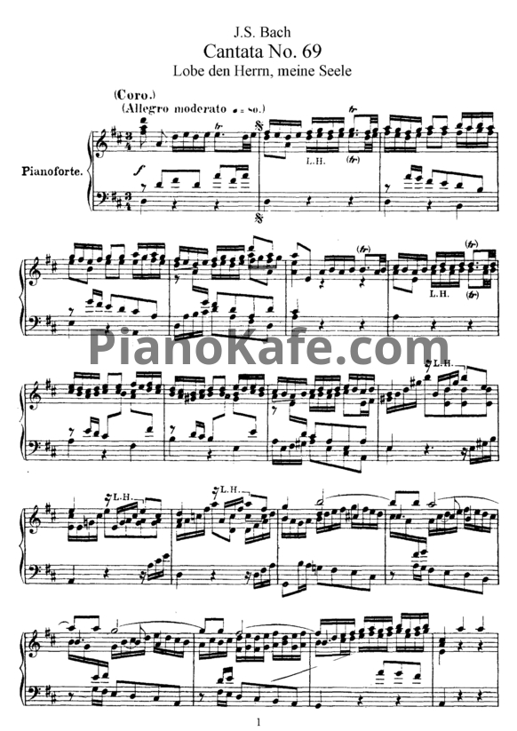 Ноты И. Бах - Кантата №69 "Lobe den herrn, meine seele" (BWV 69) - PianoKafe.com